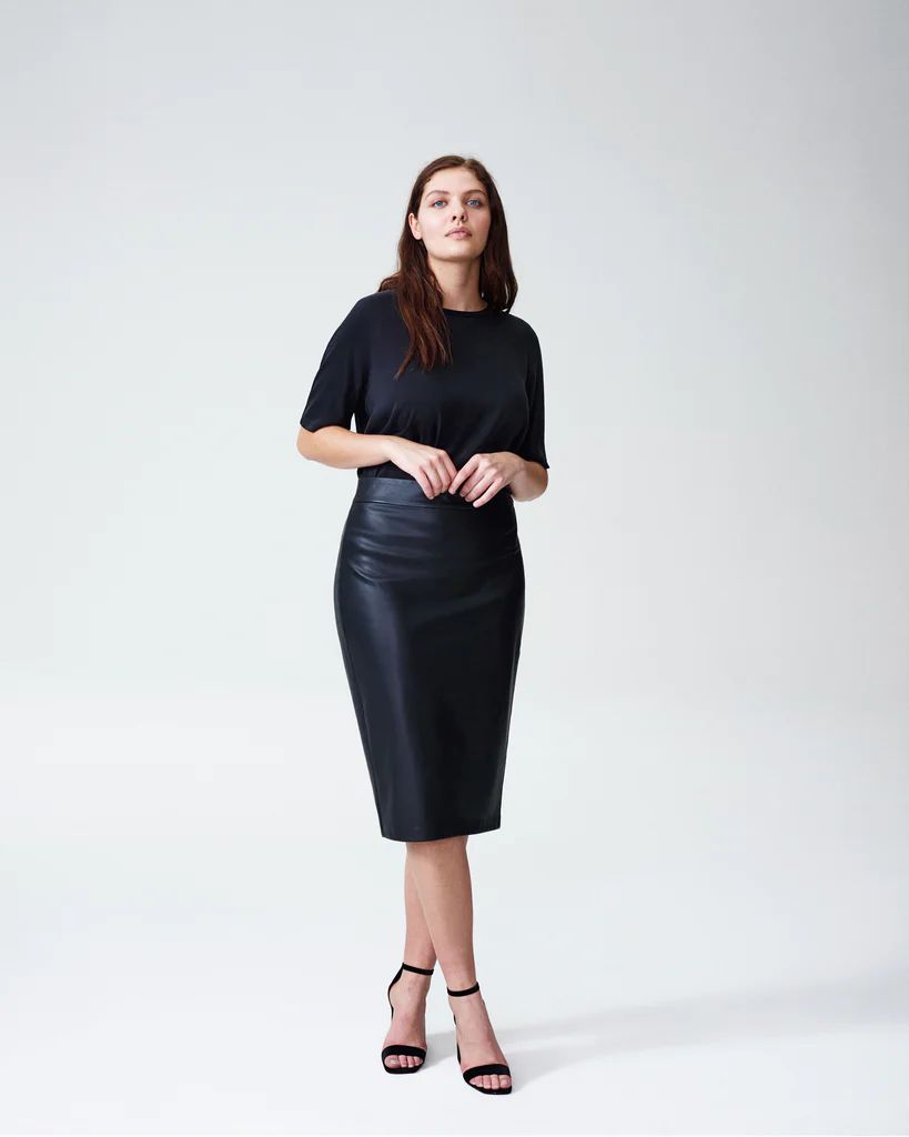 Sillaro Leatherette Pencil Skirt - Black | Universal Standard