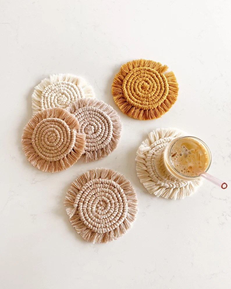 Summer Deal! Macramé Coaster Set / 6 Coasters / Mothers Day Gift | Etsy (US)