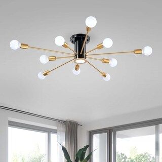 Lorena Sputnik 11-Light Flush Mount in Black and Gold Finish - Overstock - 28455770 | Bed Bath & Beyond