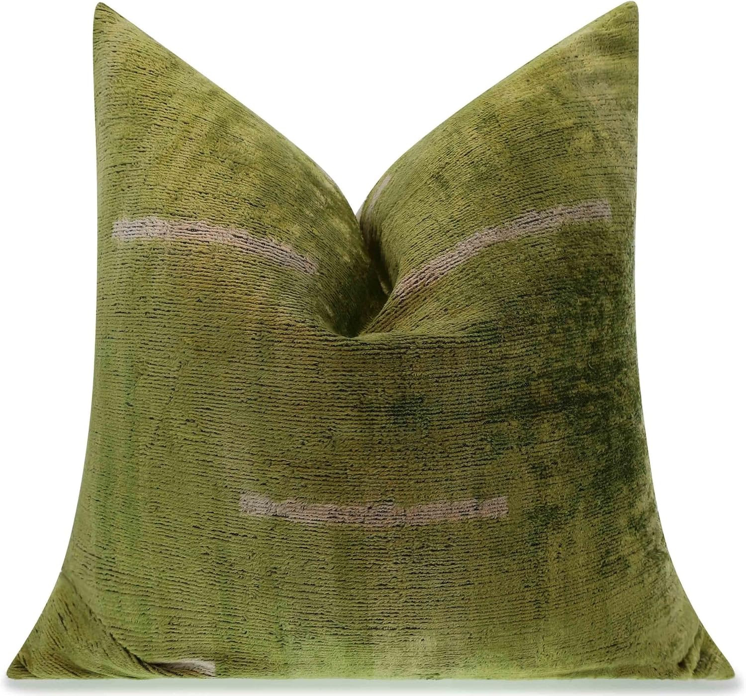 CANVELLO Handmade Velvet Throw Pillow with Green Abstract Design - Luxurious 20x20 Inch Square Cu... | Amazon (US)