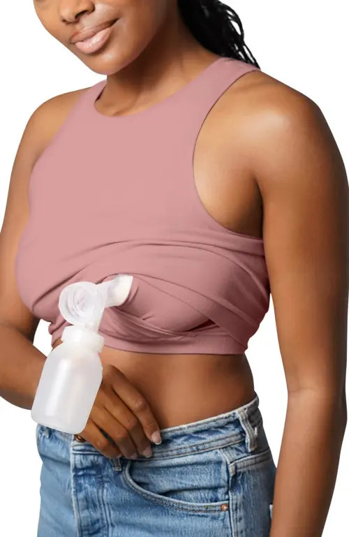Kindred Bravely Busty Sublime Hands-Free Pumping Longline Bra Top- Fits Sizes 30E-44H in Light Mauve at Nordstrom, Size Large F | Nordstrom