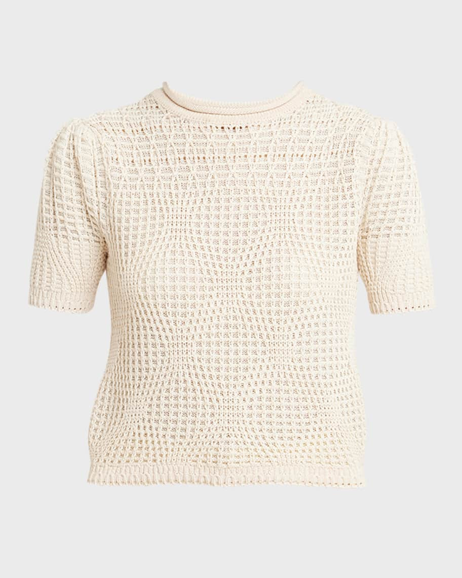 Capri Short-Sleeve Cropped Geo Knit Top | Neiman Marcus