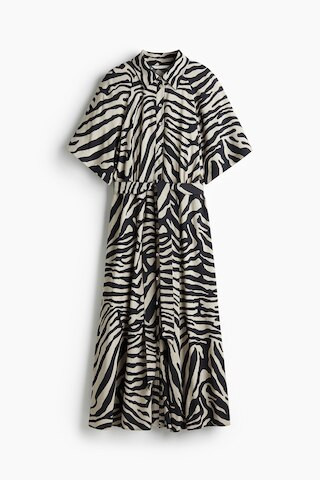 H & M - Tie-belt Shirt Dress - Cream/Zebra Print | H&M (US + CA)