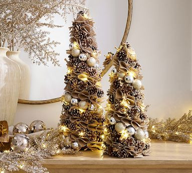 Lit Burlap Pinecone Tree | Pottery Barn (US)
