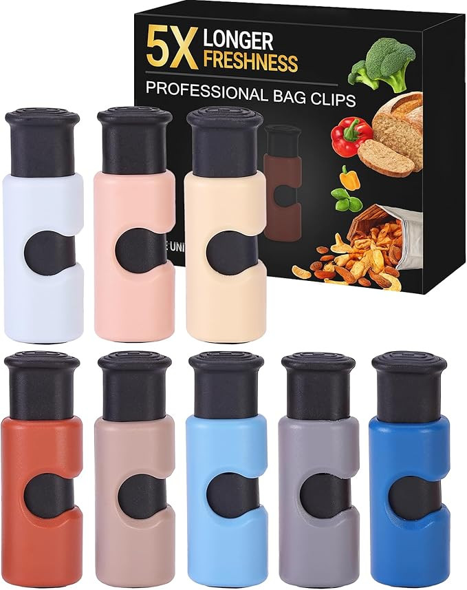 Mr. Pen- Squeeze and Lock Bread Bag Clips, 2.4 Inch, 8 Pack, Multicolor Squeeze Lock Clips, Reusa... | Amazon (US)