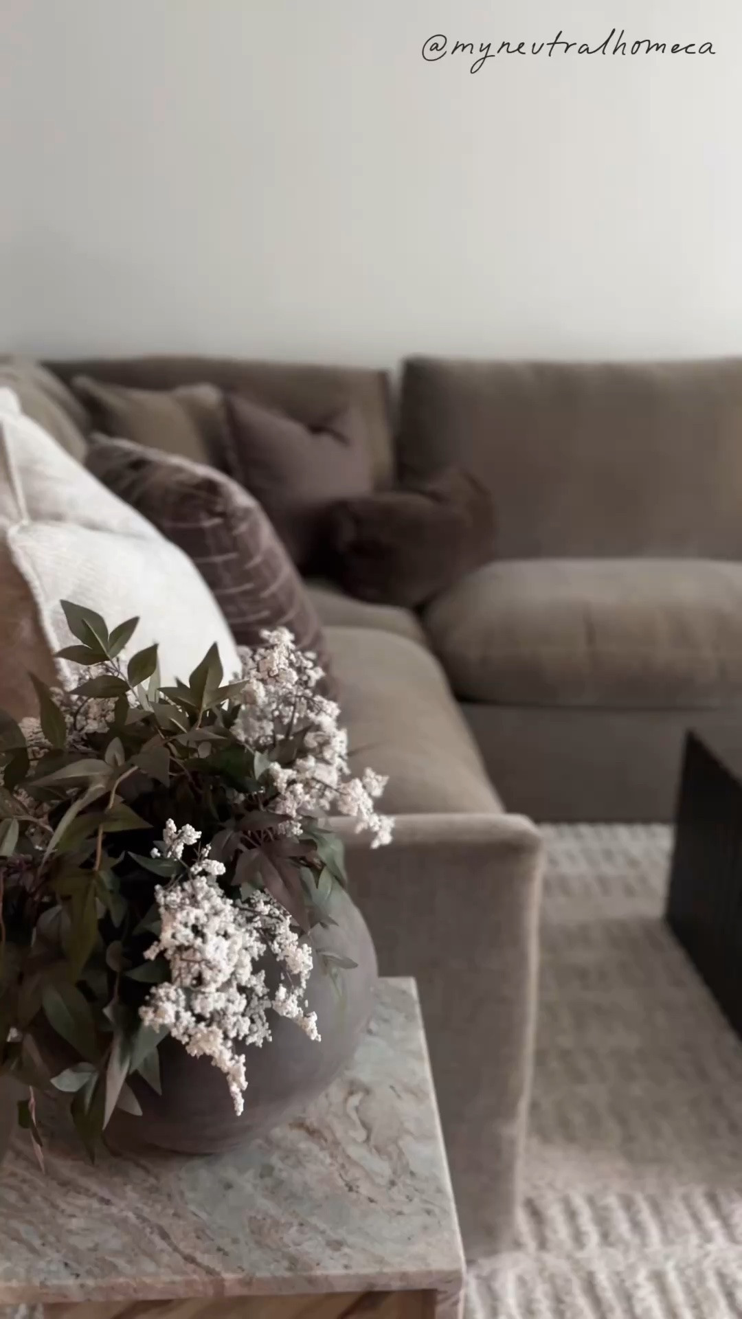 Living Room details | brown sofa | brown couch | cream rug | coffee table | coffee table decor

#LTKHome
