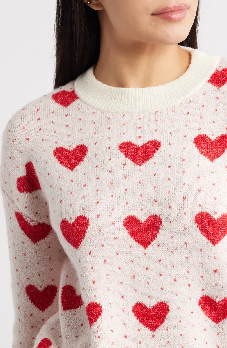 Jacquard Heart Crewneck Sweater | Nordstrom