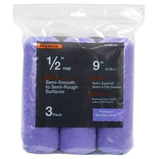 9 in.x 1/2 in.High-Capacity Polyester Knit Paint Roller Cover (3-Pack) | The Home Depot