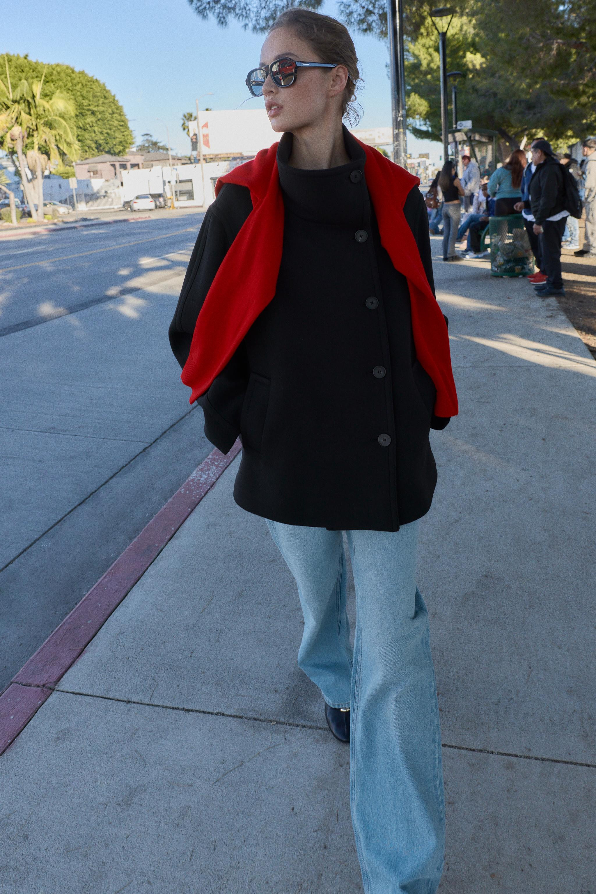 SHORT WOOL BLEND COAT WITH HIGH NECK | Zara US