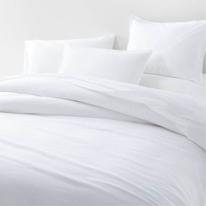 Organic Double Weave Full/Queen White Duvet + Reviews | Crate & Barrel | Crate & Barrel