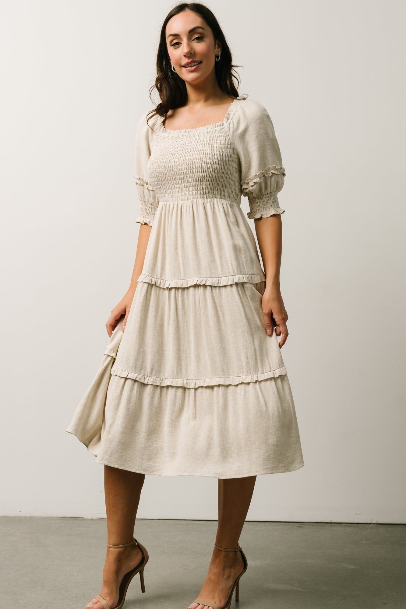 Avery Tiered Midi Dress | Natural | Baltic Born