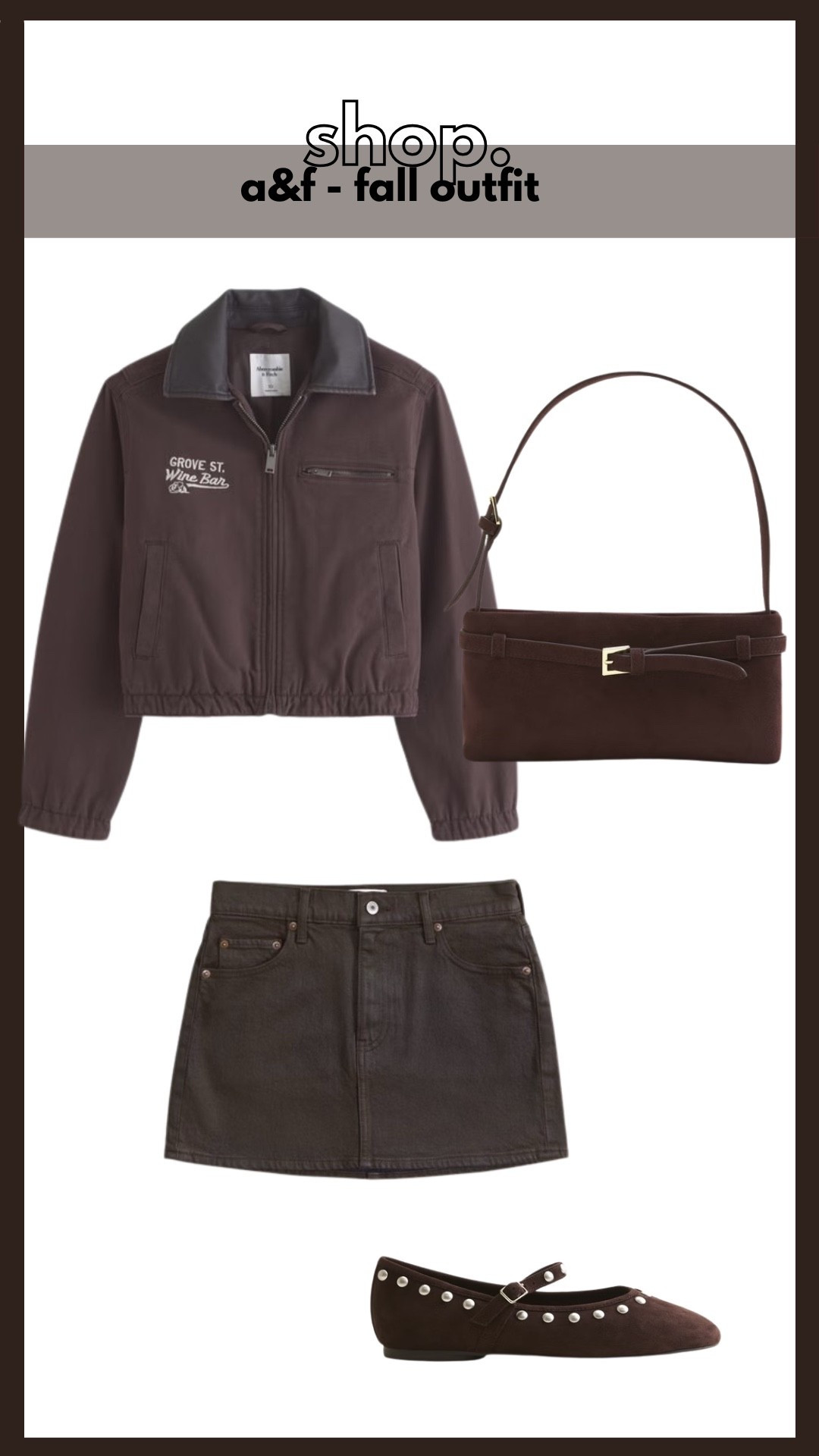 Abercrombie outfit, fall outfits, a&f outfits, skirt, flats, jacket, shoulder bag  

#LTKStyleTip #LTKShoeCrush #LTKFindsUnder100