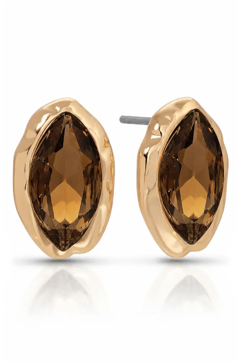Ettika Crystal Luxe Mini Stud Earrings in Smokey Quartz at Nordstrom | Nordstrom