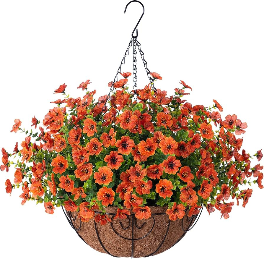 Autumn Artificial Flowers Hanging Basket for Outdoor Indoor Decor,Fake Silk Colorful Daisy Eucaly... | Amazon (US)