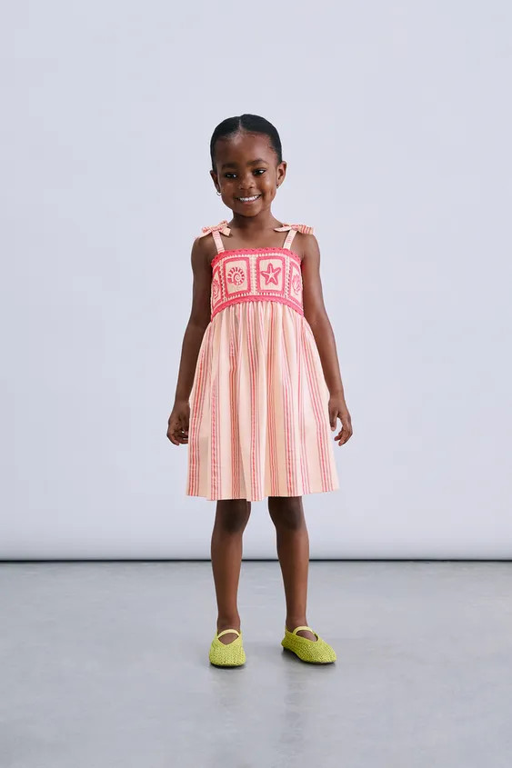 EMBROIDERED STRIPED DRESS | Zara US