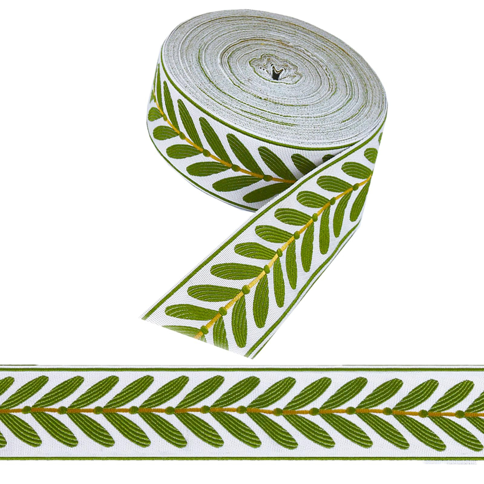 10.9Yards Jacquard Ribbon 2.4 Inch Leaf Pattern Jacquard Polyester Ribbons for DIY Sewing Curtain... | Amazon (US)