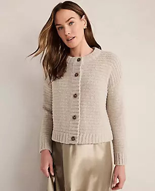 Haven Well Within Merino Wool Cashmere Link Stitch Cardigan | Ann Taylor