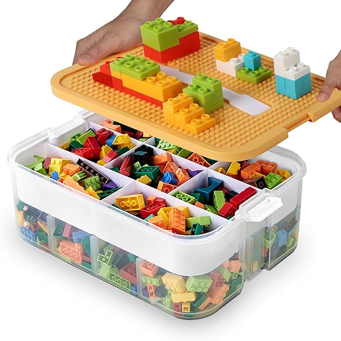 Kids Toy Storage Box for Lego Stackable Building Blocks Organizers Miniature Containers Bins with... | Amazon (US)