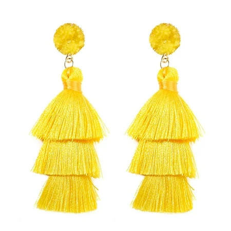 Rave Envy Dangle Drop Yellow Tassel Earrings | Walmart (US)