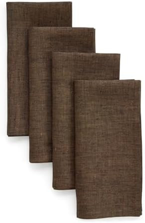 Solino Home Linen Cloth Napkins Set of 4-100% Pure Linen Chambray Brown Dinner Napkins 20 x 20 In... | Amazon (US)