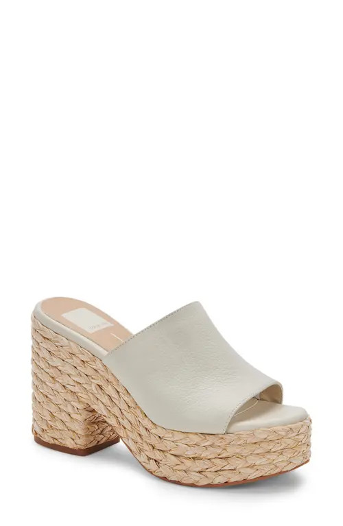 Dolce Vita Elora Platform Espadrille Sandal in Ivory Leather at Nordstrom, Size 7 | Nordstrom