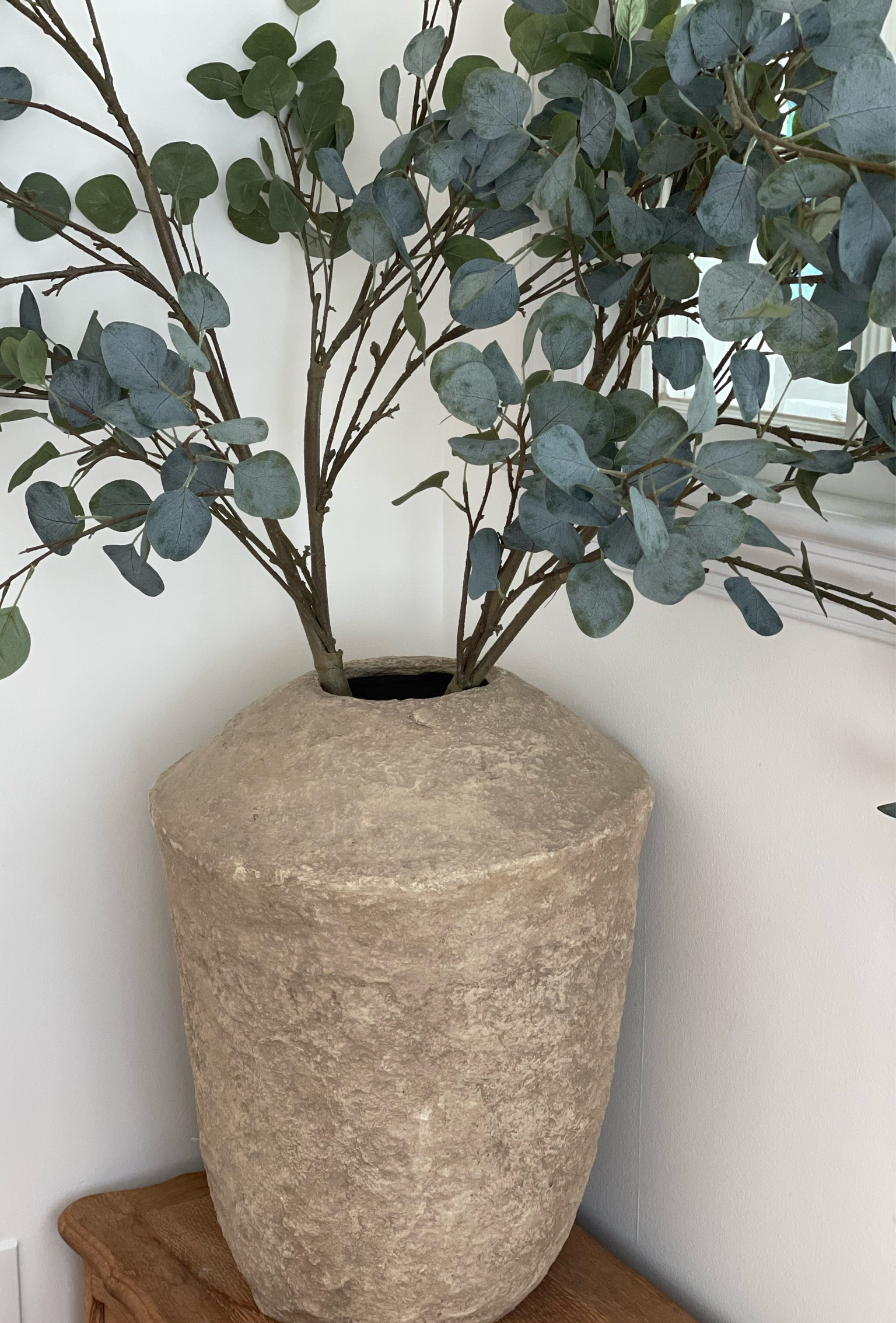 Found this paper mache vase at a vintage market and paired it with these very realistic tall eucalyptus branches ✨

#LTKhome