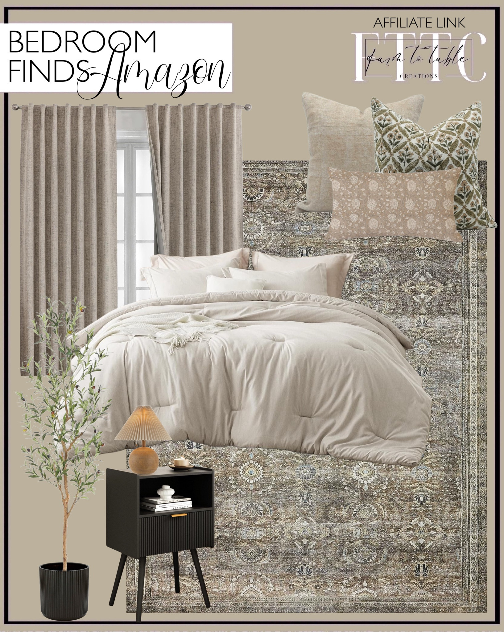 Amazon Bedroom Finds. Follow @farmtotablecreations on Instagram for more inspiration.

Bedsure King Size Comforter Set. Loloi Layla Antique Moss Area Rug. Bare Home Sheet Set. Natural Linen Curtains. Table Lamp with Pleated Shade. Floral Block Print Pillow Cover. Linen Pillow Covers. Block printed lumbar pillow cover. Black nightstand, bedside table. Amazon Fluted round ceramic planter. Faux olive tree.

Bedroom Finds | Neutral Stems | Spring Stems | Bookshelf Decor | Bedroom Space | Cozy Corner | Bathroom | Curated Entryway | Spring  Decor | End of Year Clearance | Trending Decor | Viral Decor | Amazon Holiday | Bedroom corner | Coffee Table Decor | Neutral Decor | Fall Stem Sale | Target Finds | Skinny Bench | Bedroom | Living Room | Breakfast Nook | Amazon Home | Target Sale | Loloi Rugs | Magnolia Home | console table | console table styling | faux stems | entryway space | front porch decor | neutral decor | entryway decor | cozy home | affordable decor |  home decor | home inspiration | console styling | entryway rug | cozy moody home | moody home decor | neutral home | bathroom decor | living room | spring decor | Hearth & Hand | Studio McGee




#LTKHome #LTKSaleAlert #LTKFindsUnder50