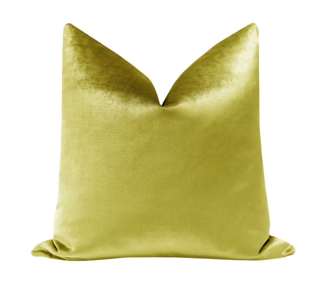 Faux Silk Velvet // Chartreuse Pillow Green Velvet Pillow Silk Green Pillow Bright Green Throw Pi... | Etsy (US)