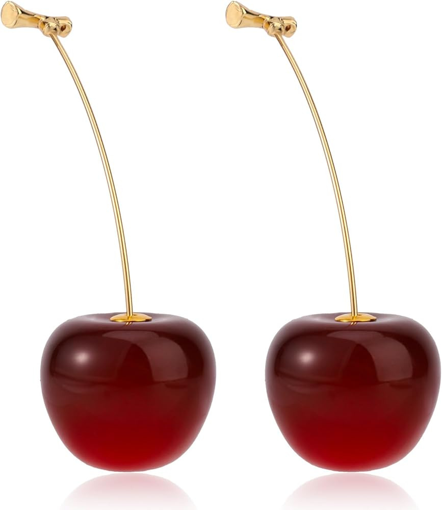 Cherry Earrings for Women, Cute 3d Red Cherry Jewelry Unique Fruit Charm Jewelry Sweet & Lovely D... | Amazon (UK)