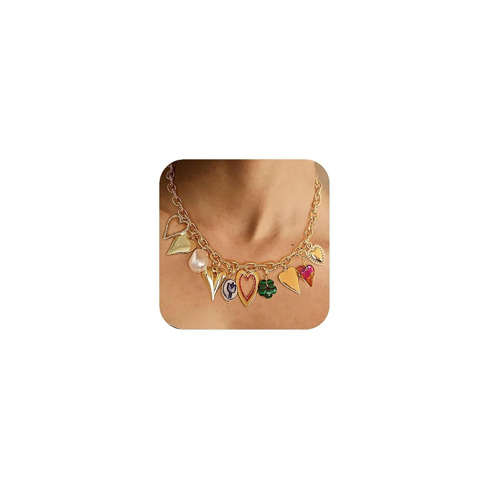 CLASSYZINT Bohemian Charms Necklace Adjustable Multi-Charm Jewelry for Women Beach Vacation & Par... | Amazon (US)