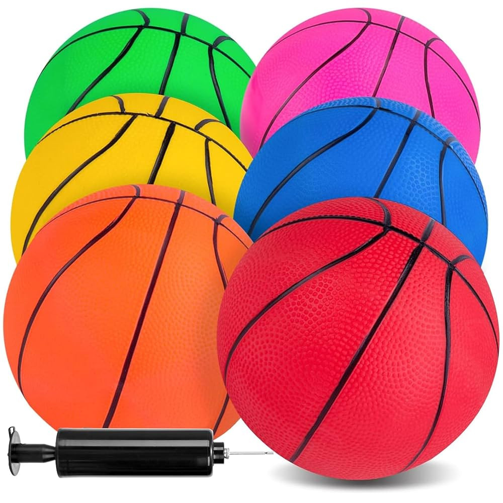 3 otters 6 Pack Mini Basketballs, 7.5 Inch Basketball Set with Pump for Kids Swimming Pool Toy, M... | Amazon (US)