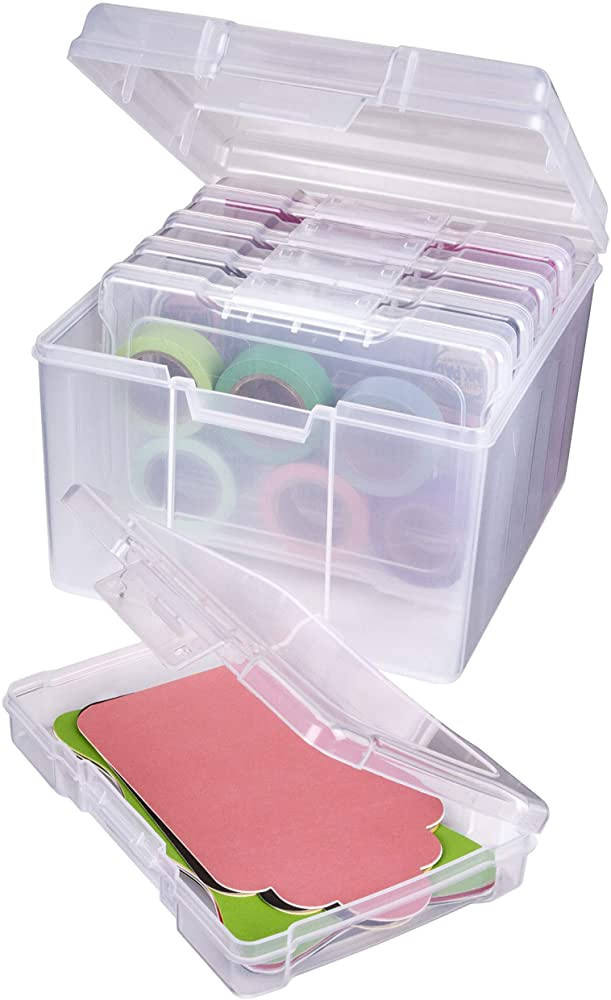 ArtBin 6947ZZ Photo & Craft Organizer Set, Large Box with [5] Plastic Storage Cases Inside, Clear | Amazon (US)
