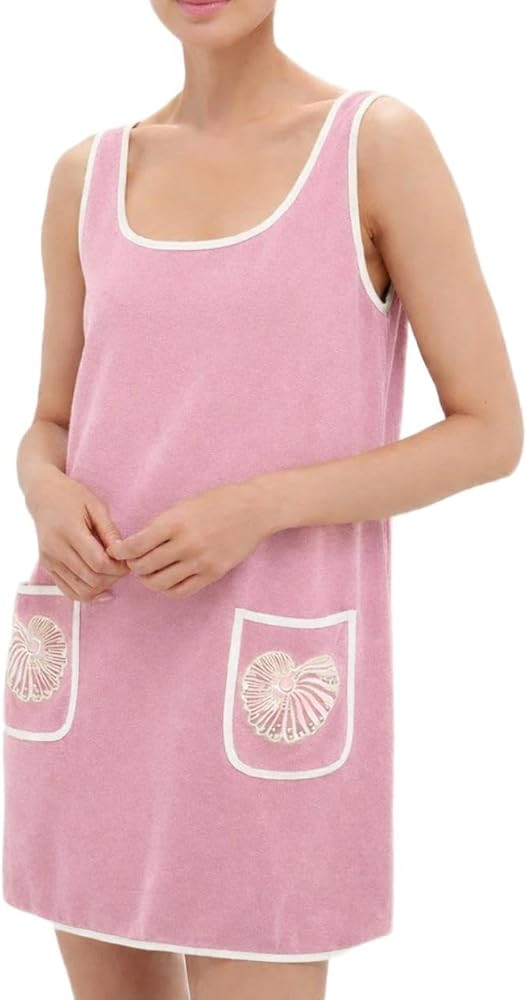 VAOYIU Womens Suede Tank Dress Contrast Trim Embroidery Pockets Relaxed Fit Sleeveless Mini Cover... | Amazon (US)