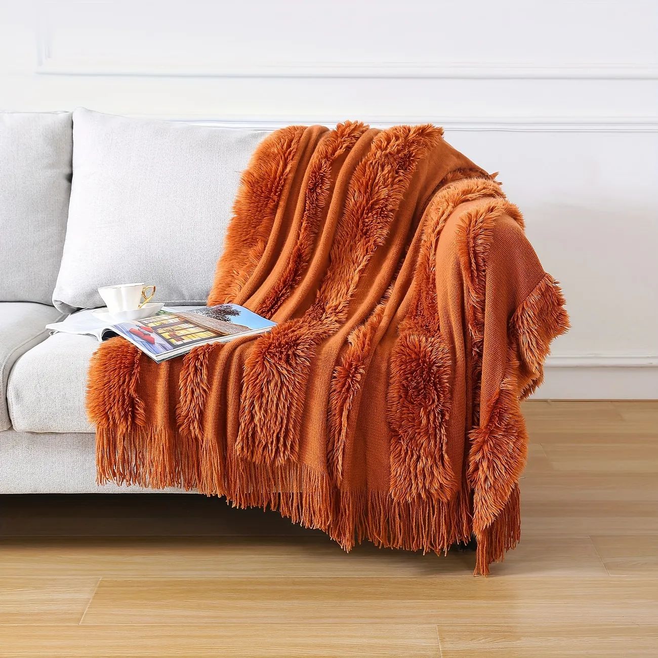 1pc Chunky Knitted Throw Blanket With Tassels And Unique Design Plush Textured Lightweight Cozy T... | Temu Affiliate Program