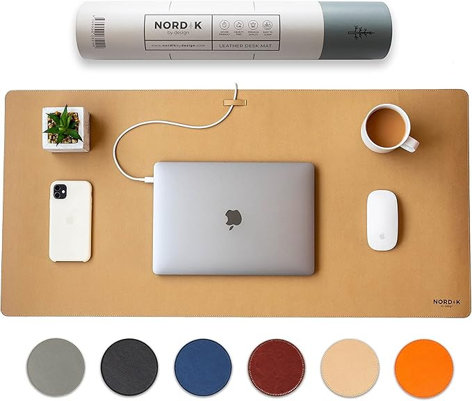 Nordik Leather Desk Mat Cable Organizer (Champagne Beige 35 X 17 inch) Premium Extended Mouse Mat... | Amazon (US)