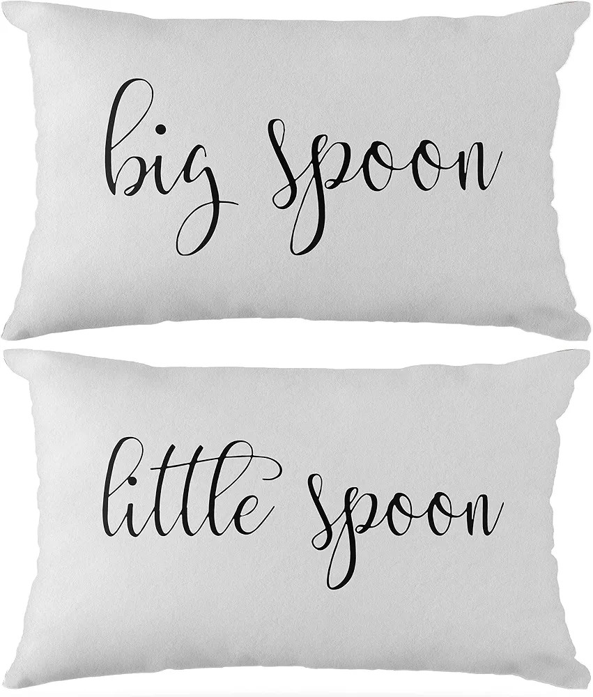 Big Spoon, Little Spoon Throw Pillow Case, 12 x 20 inch, Set of 2 Home Lover Decor Cushion Cover,... | Amazon (US)