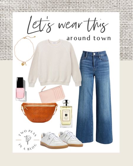 LOVE this everyday casual outfit. 
Inside out sweatshirt with wide leg jeans. Favorite perfume  

#LTKstyletip #LTKSeasonal #LTKover40