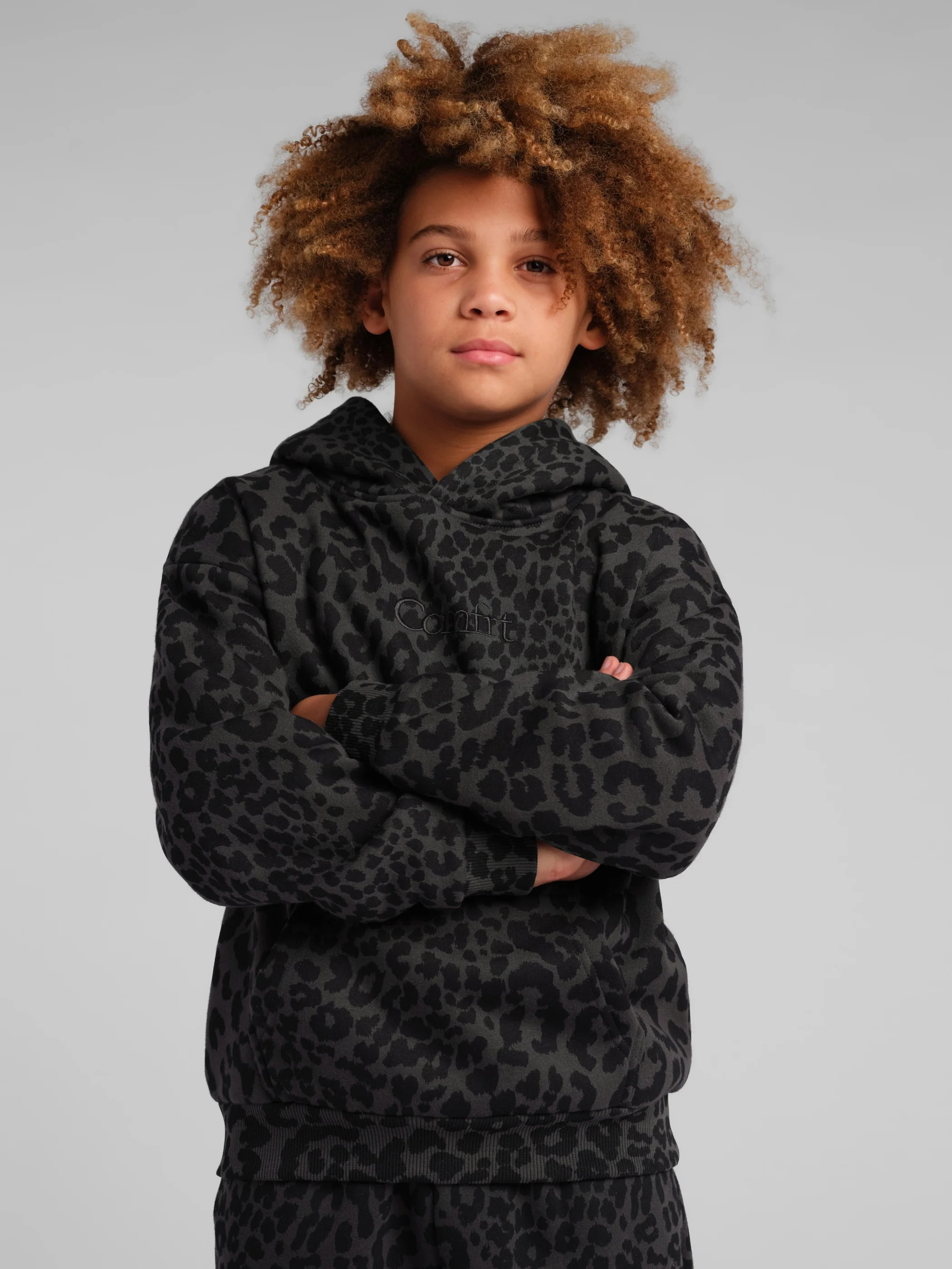 Comfrt Signature Kids Hoodie | Midnight Leopard | Oversized | L | Large | Comfrt