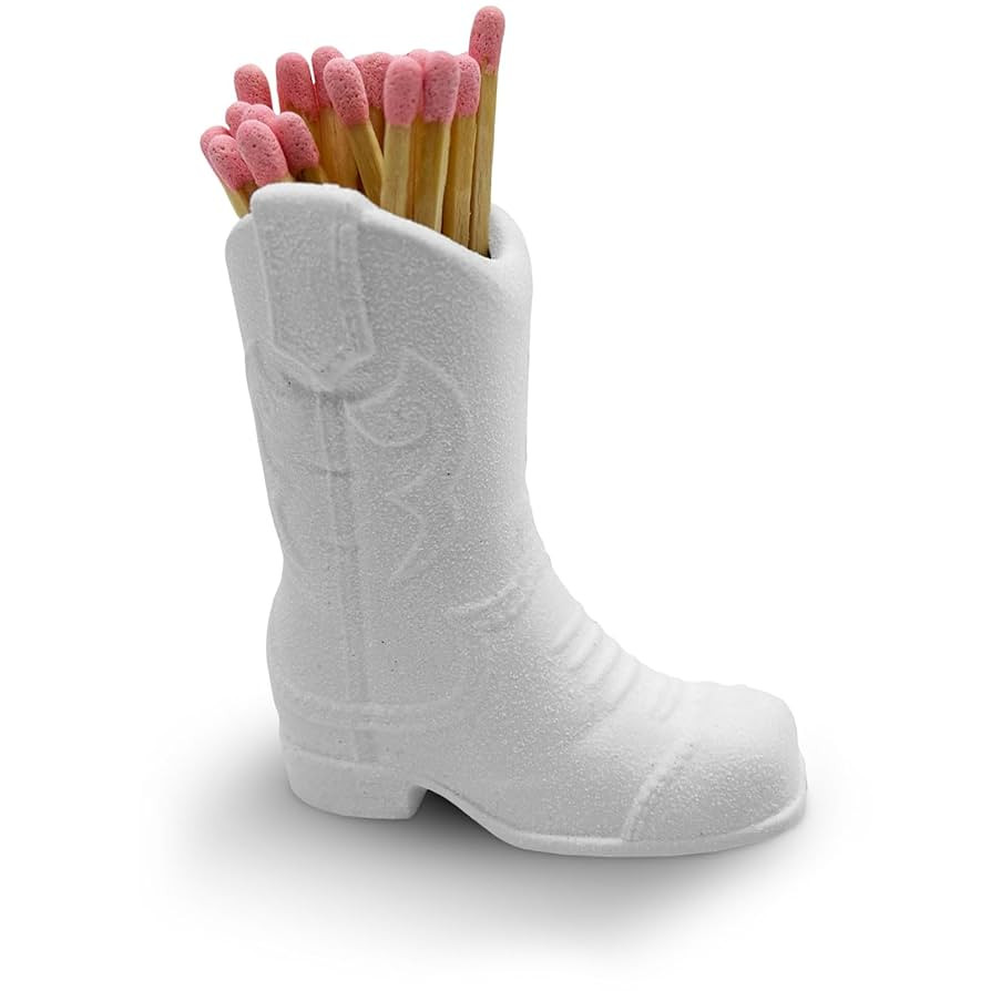 Cowboy Boot Ceramic Match Holder with Built-in Striker - Rustic Western Home Decor - Vintage Farm... | Amazon (US)