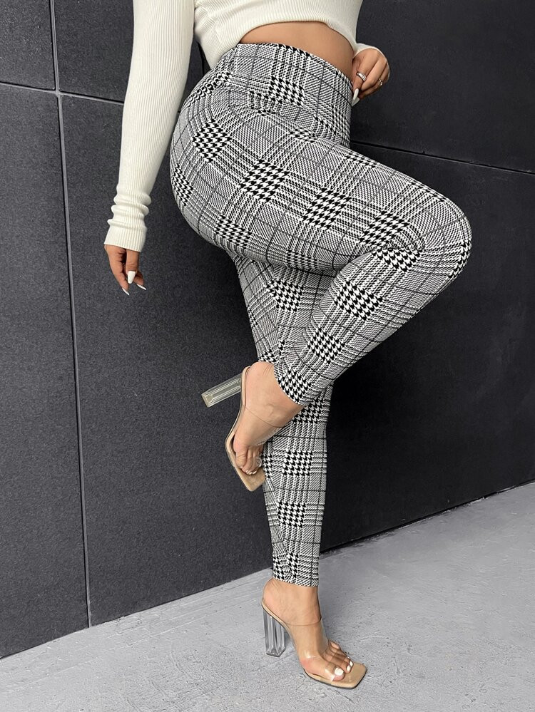 Plus Glen Plaid Leggings | SHEIN