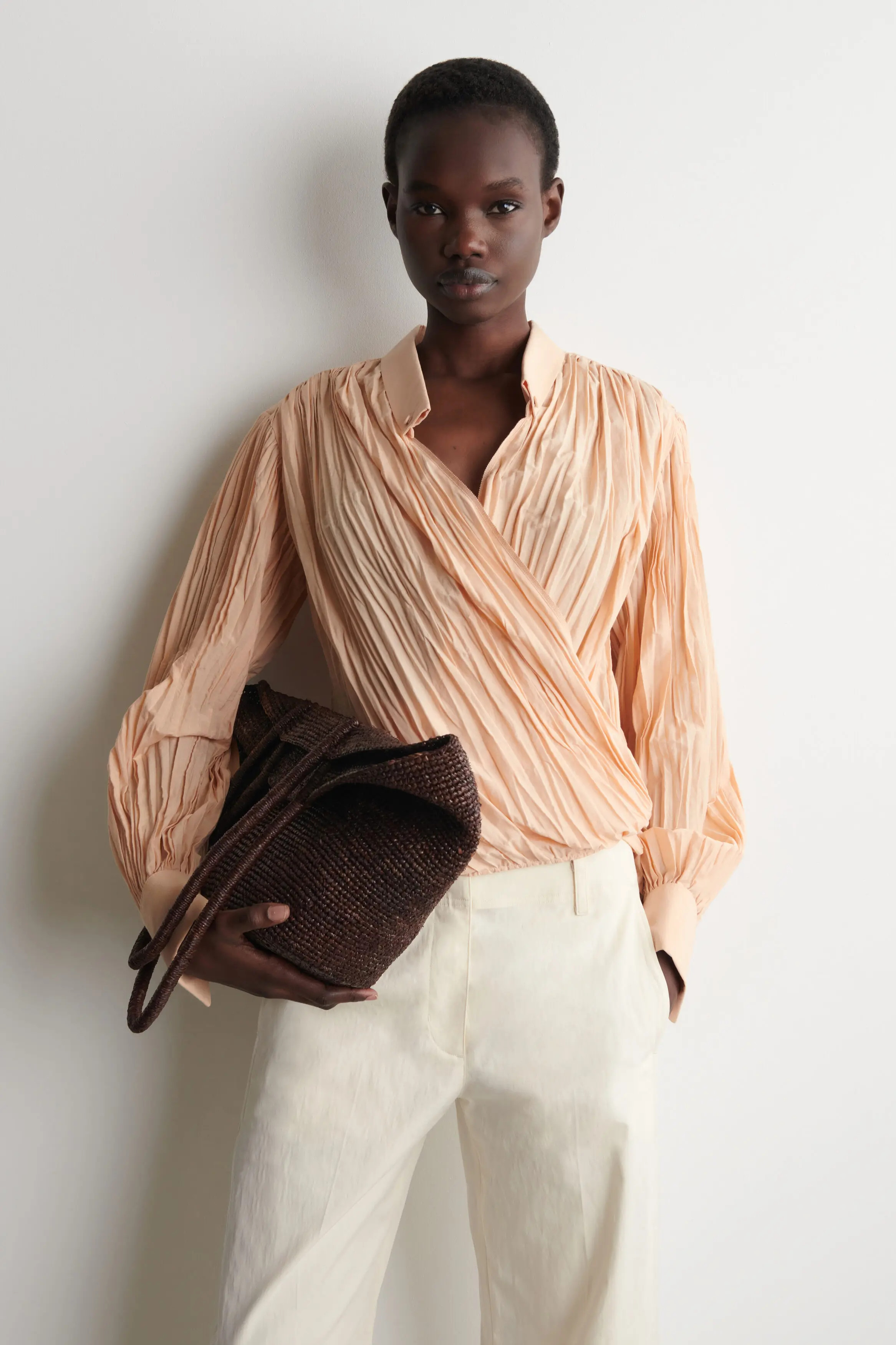 Crinkled Wrap-over Blouse (Women) | Nordstrom | Nordstrom