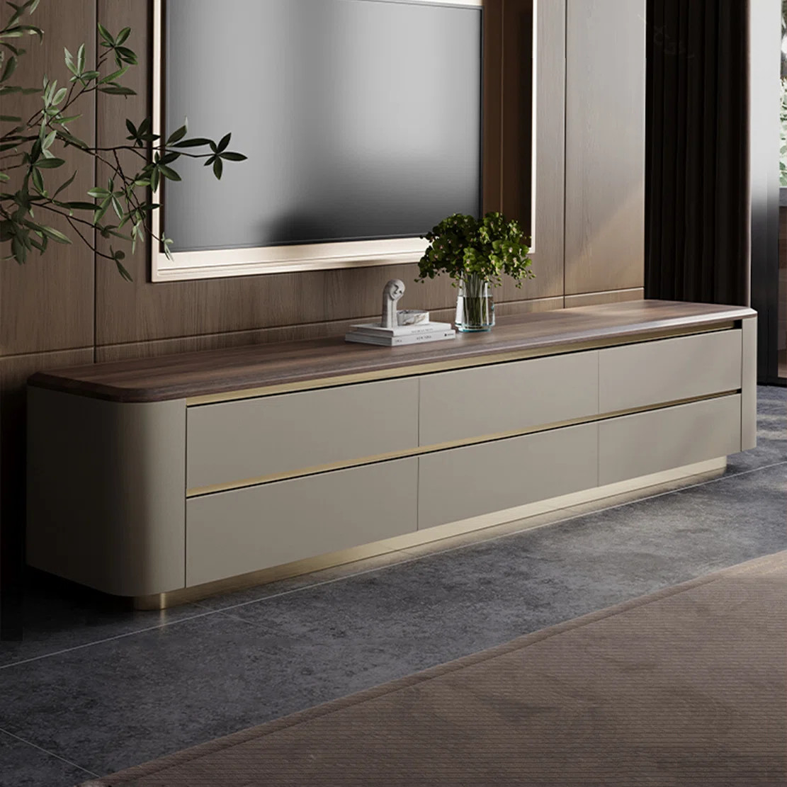 Light luxury solid wood TV cabinet for living room | Wayfair North America