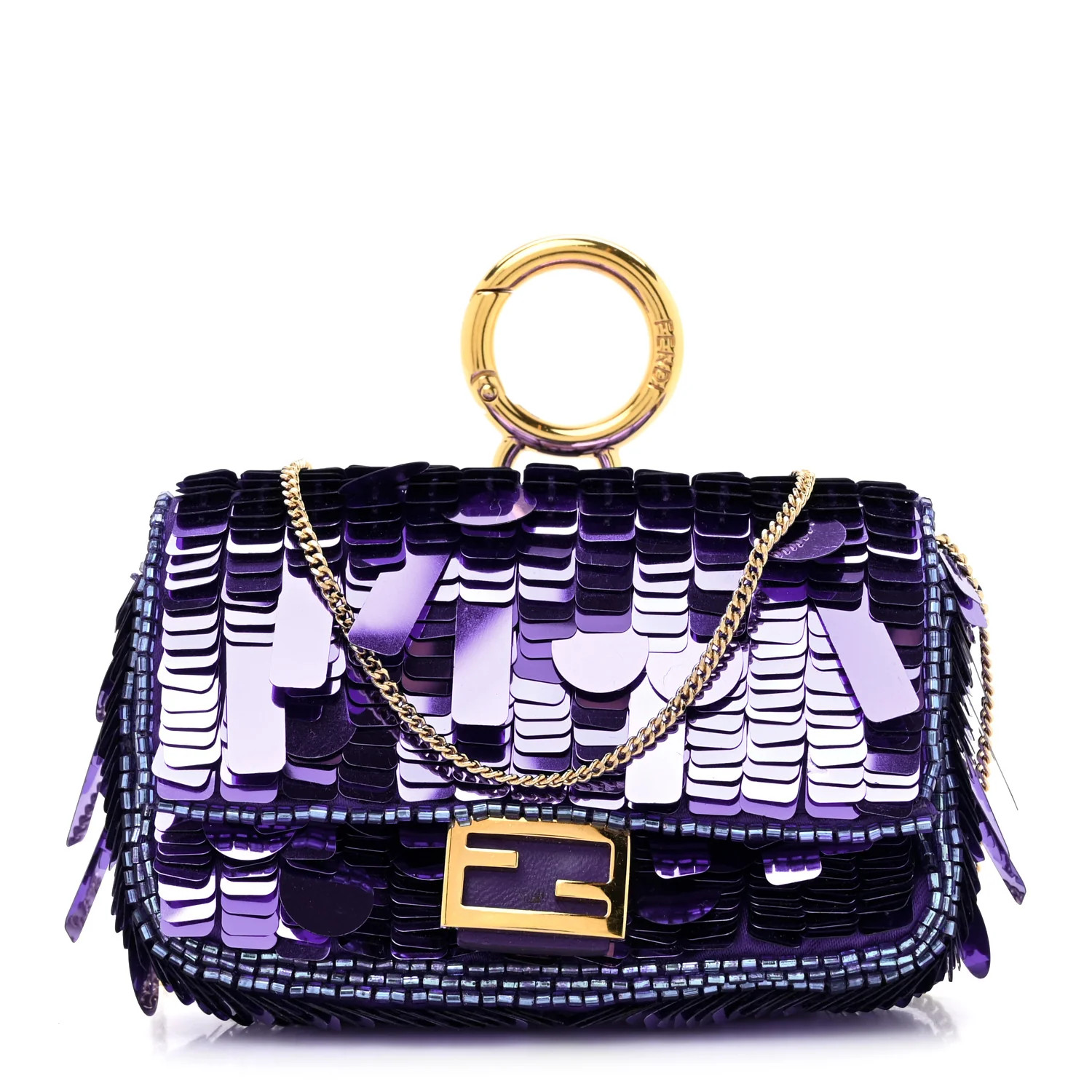 Sequin Paillettes Shiny Nappa Sex and the City Nano Baguette Charm Viola Purple Rain | FASHIONPHILE (US)