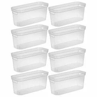 Sterilite 6.25x6.25x15 In Narrow Storage Bin with Carry Handles, Clear (8 Pack) | Kroger