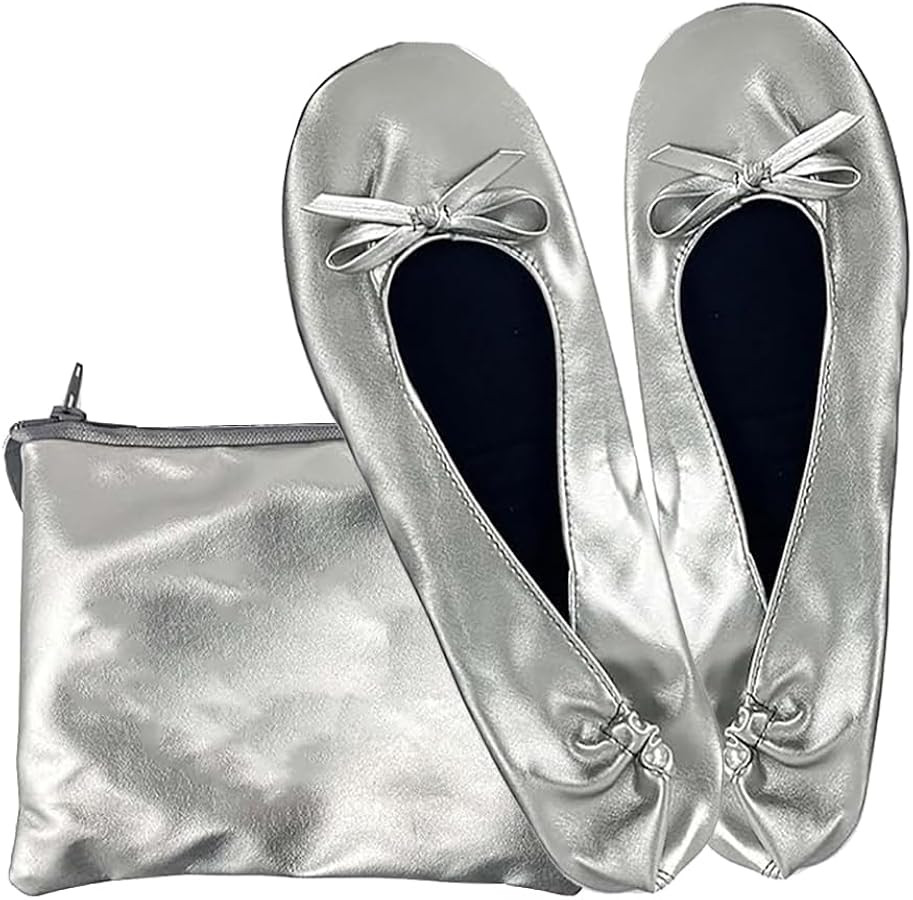 Foldable Flat Shoes for Women \u2013 Portable Wedding Travel Dance Shoes with Carry Pouch (Gold S... | Amazon (US)