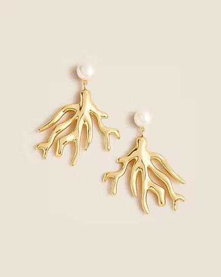 Coral freshwater pearl stud earrings | J. Crew US