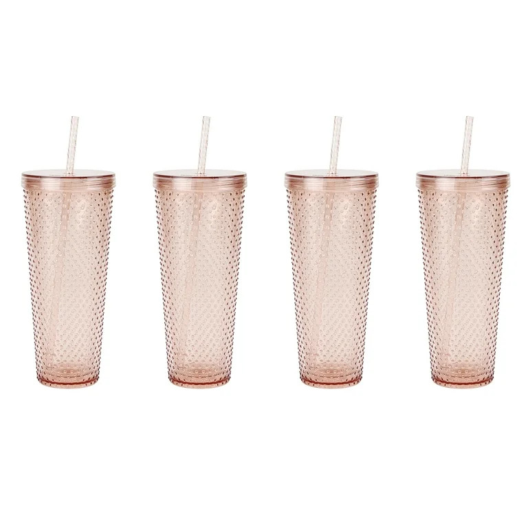 Just Feed Me by Jessie James Decker 4-Piece 26-Ounce Acrylic Textured Tumbler Set, Translucent Ma... | Walmart (US)