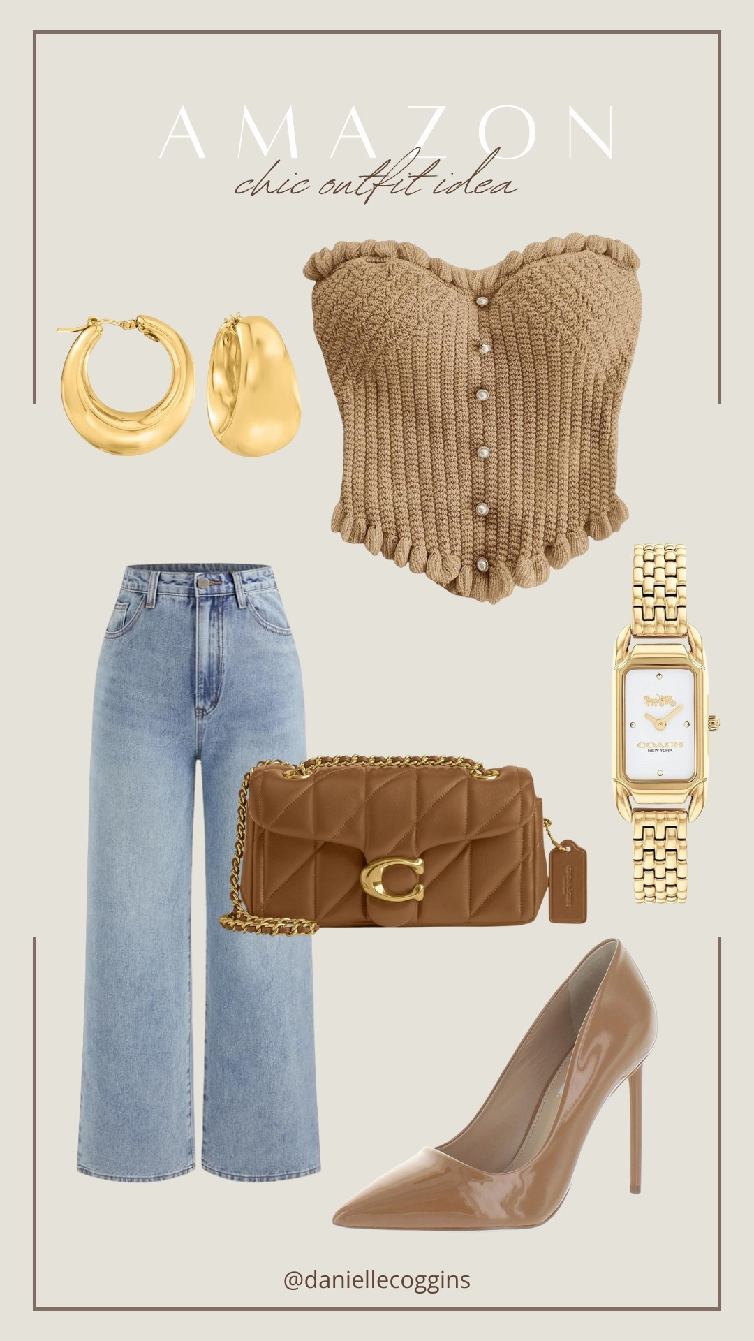 Chic and elegant date night outfit idea from Amazon ✨

Keywords: neutral outfit, summer outfit, outfit inspo, gold hoop earrings, coach purse, coach Watch, looks for less, neutral heels, wide leg jeans, affordable fashion, date night outfit 

#LTKMidsize #LTKPetite #LTKShoeCrush
