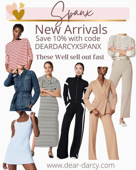 New Arrivals… Spanx 

🚨SAVE 10% off all Spanx with my CODE: DEARDARCYXSPANX
Great free shipping and returns too

These styles are so good and not expected to last long!✔️

Nee air essential pieces
Tops, dresses and crew  sweatshirts 

Wide leg pants and blazers 

Denim wrap blazer 

Tennis/active dress

#LTKworkwear #LTKMostLoved #LTKstyletip