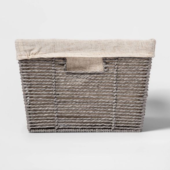 17'' x 12" x 8" Twisted Paper Rope Large Tapered Basket Gray - Threshold™ | Target